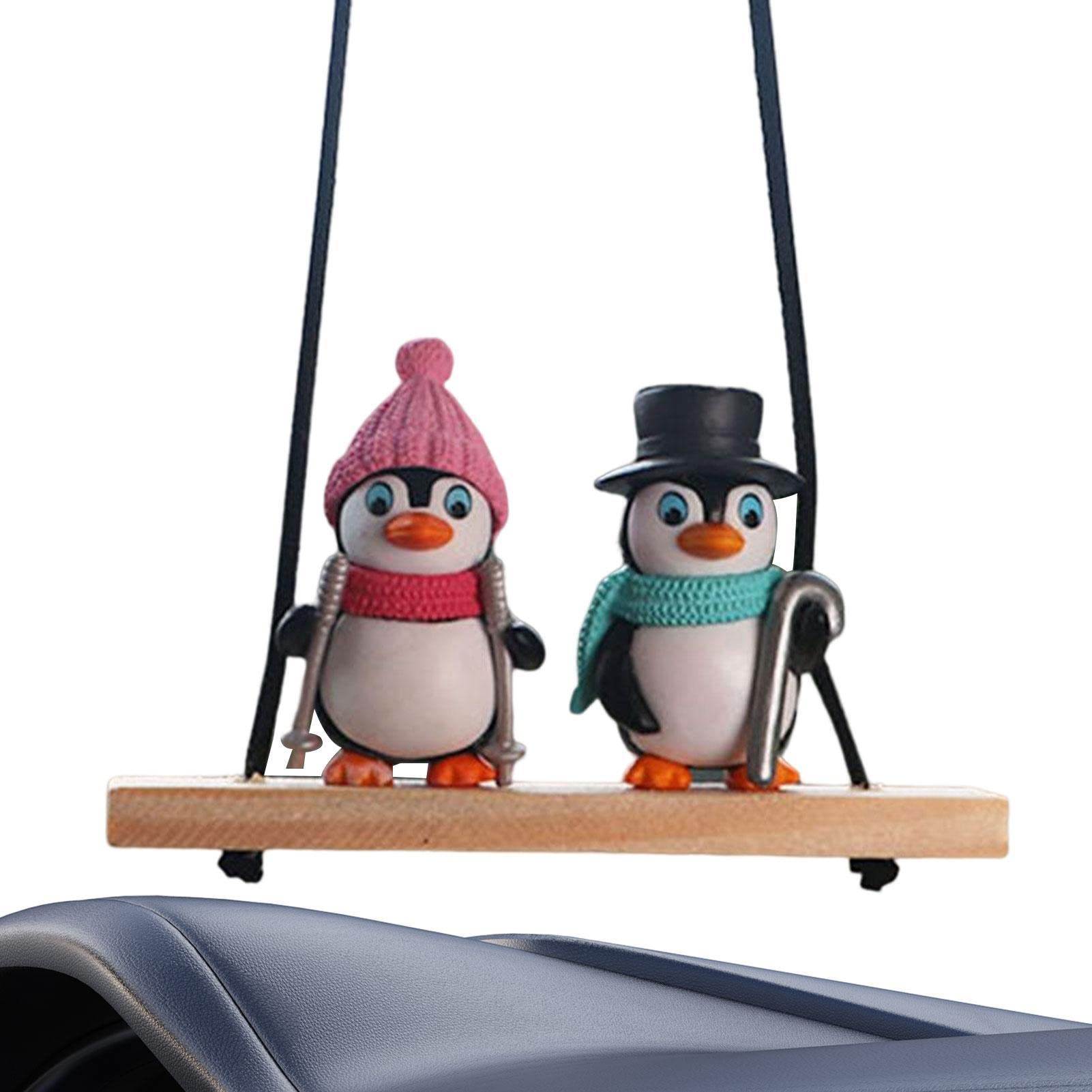 Luckxing Rückspiegel Anhänger,Niedliche und Spaß-schwingende Pinguin-Auto-Verzierung - Einfach zu verwendende Auto-Rückspiegel-Anhänger-Dekoration von Luckxing