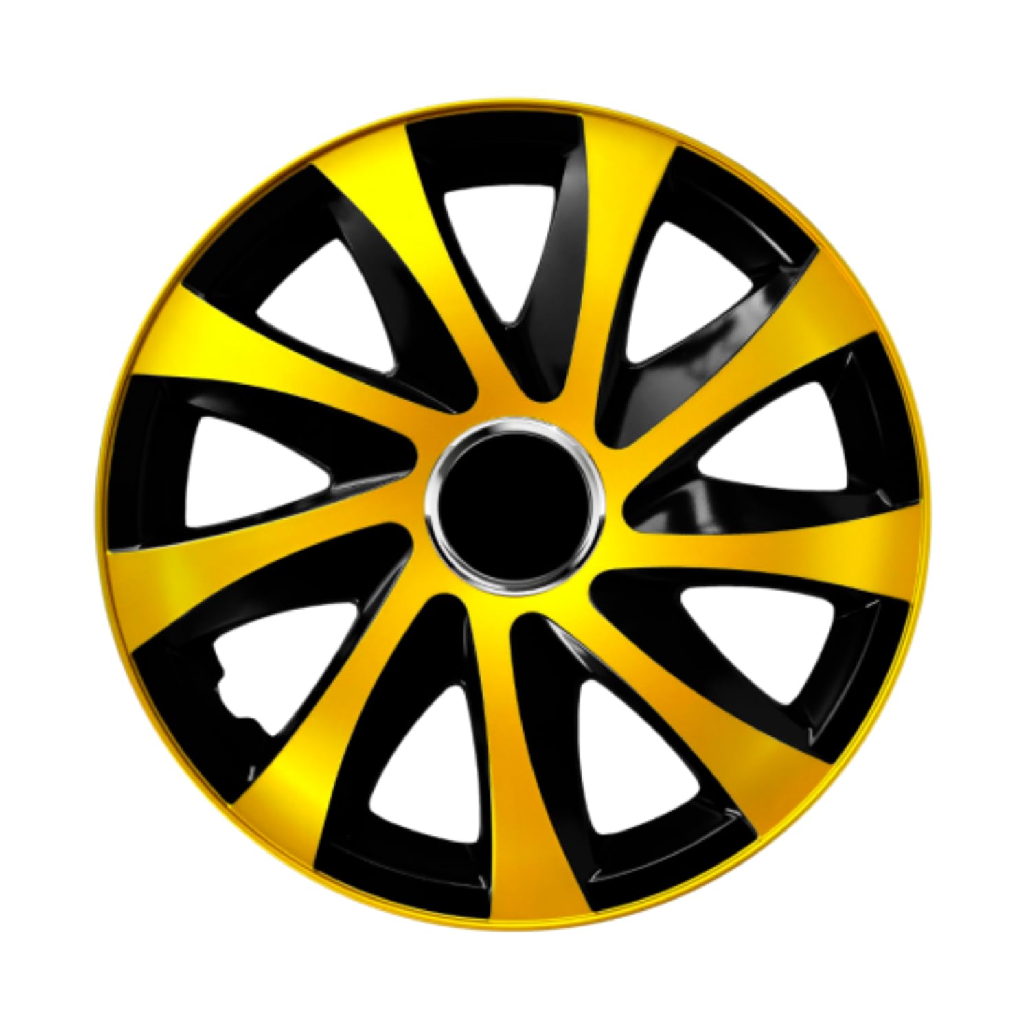Luckyberg Radkappen 13 Zoll Drift | Zierkappen in vielen Farben, Radzierblenden 4er-Set für die meisten Automarken und Stahlfelgen. Felgenabdeckung für Autofelgen. (13" - Gold/SCHWARZ) von Luckyberg