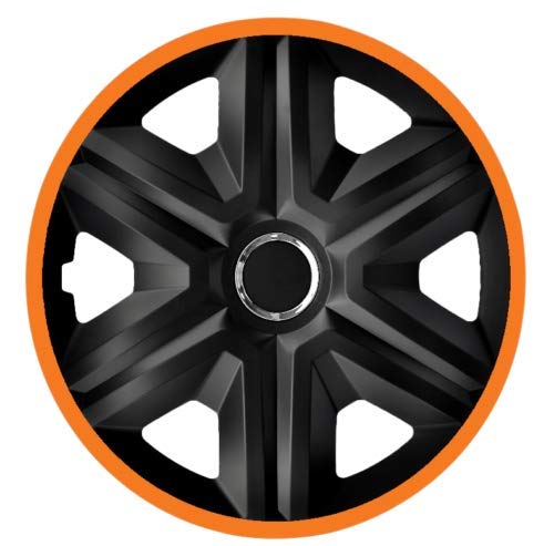 Luckyberg Radkappen - 'Fast LUX/Action' 14 Zoll 4er Set - Universal Fit für Autos und andere Fahrzeuge (Orange) von Luckyberg