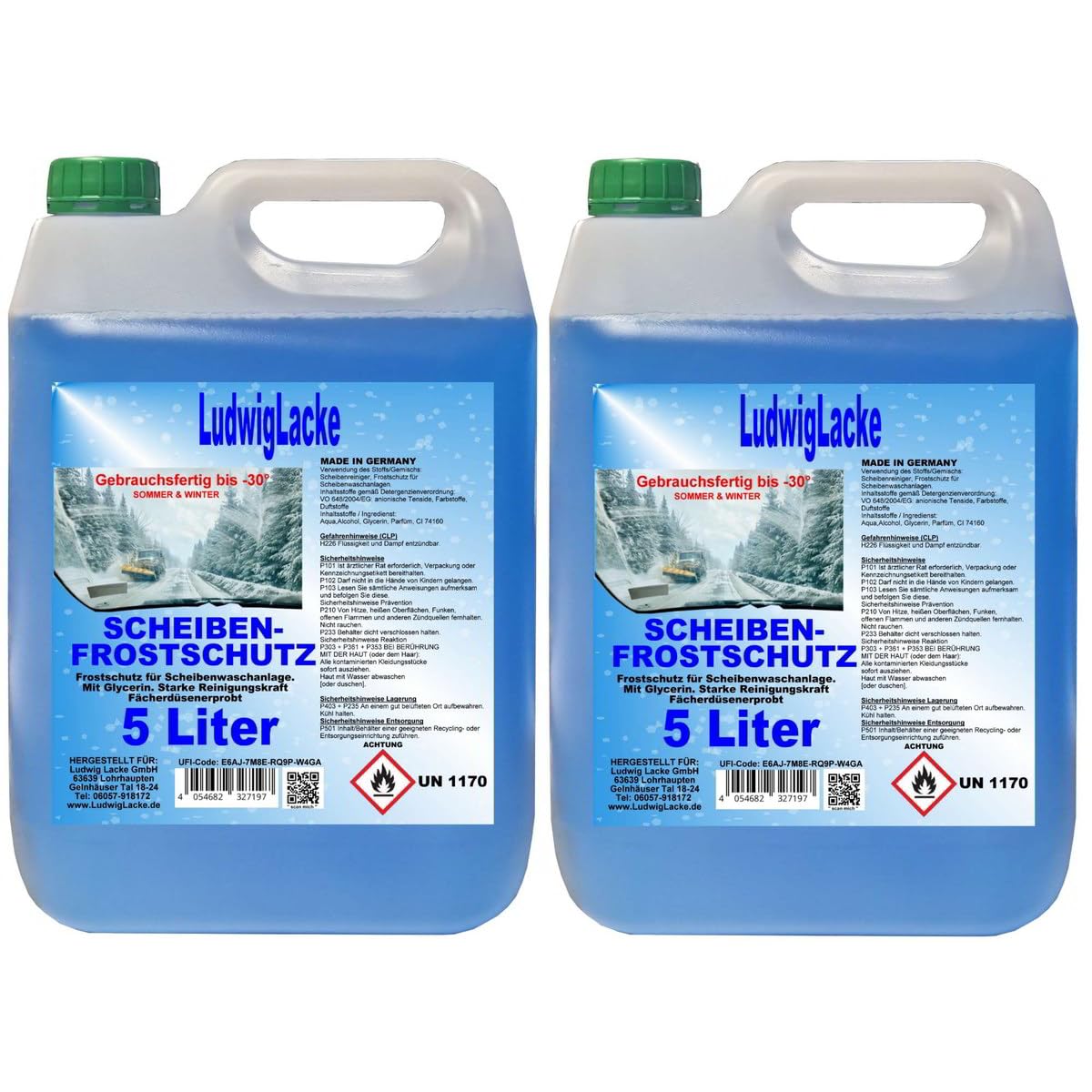 Ludwiglacke Scheiben Frostschutz -30°C 1x 5 Liter Kanister (2 Kanister) von Ludwiglacke