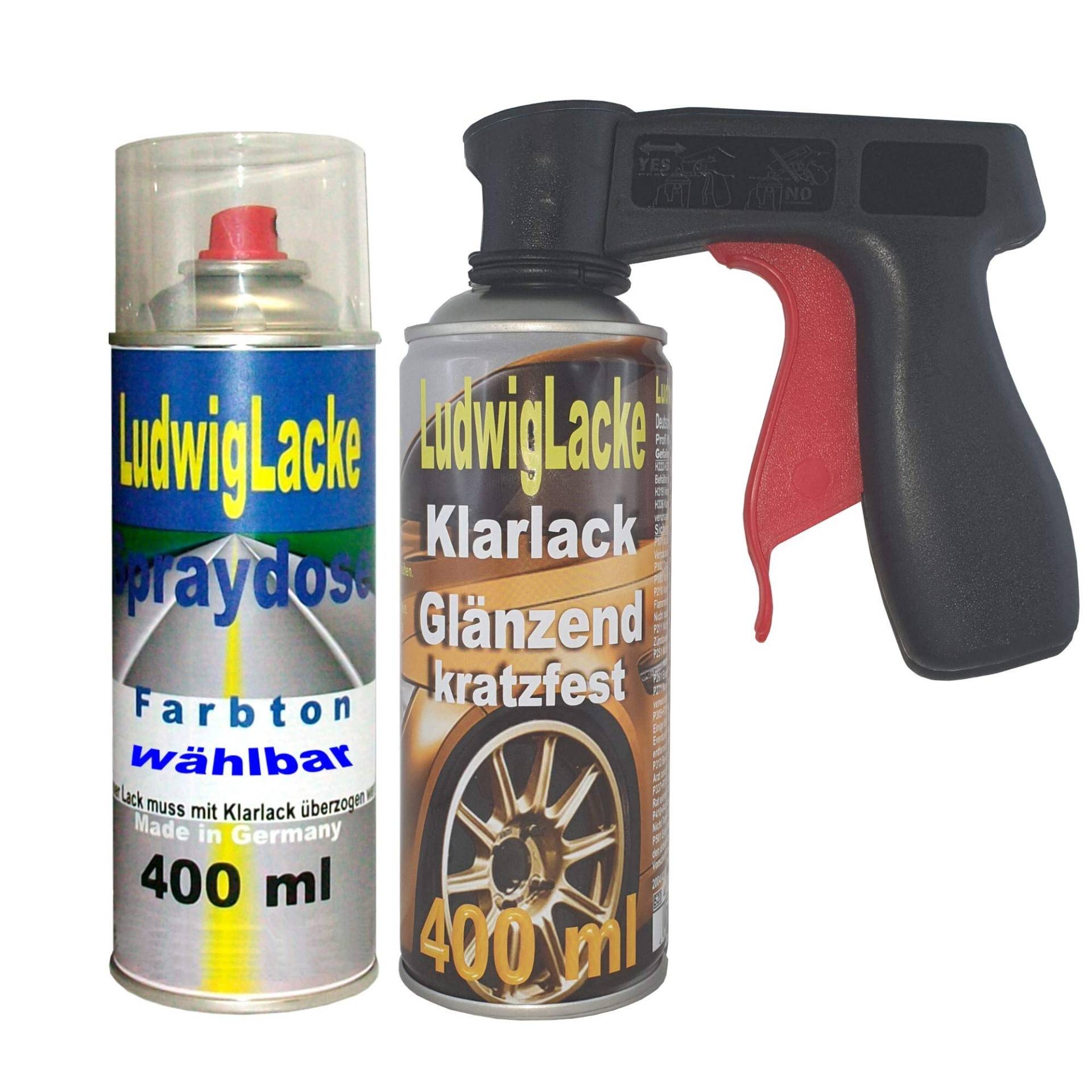 LudwigLacke Spray Set für Audi Quarzgrau LY7G 400ml Lack+400ml Klarlack + Griff von Ludwiglacke