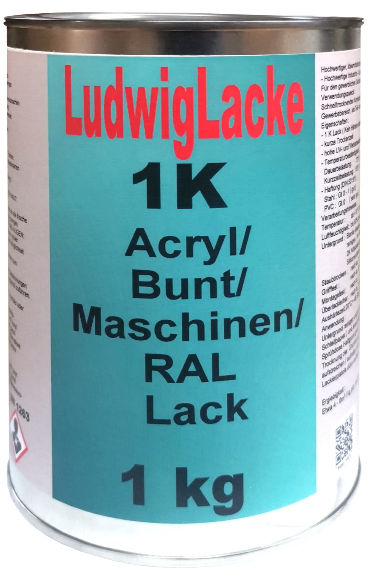 1K Maschinenlack 1kg RAL 5010 Enzianblau Lack glänzend Ludwiglacke von Ludwiglacke