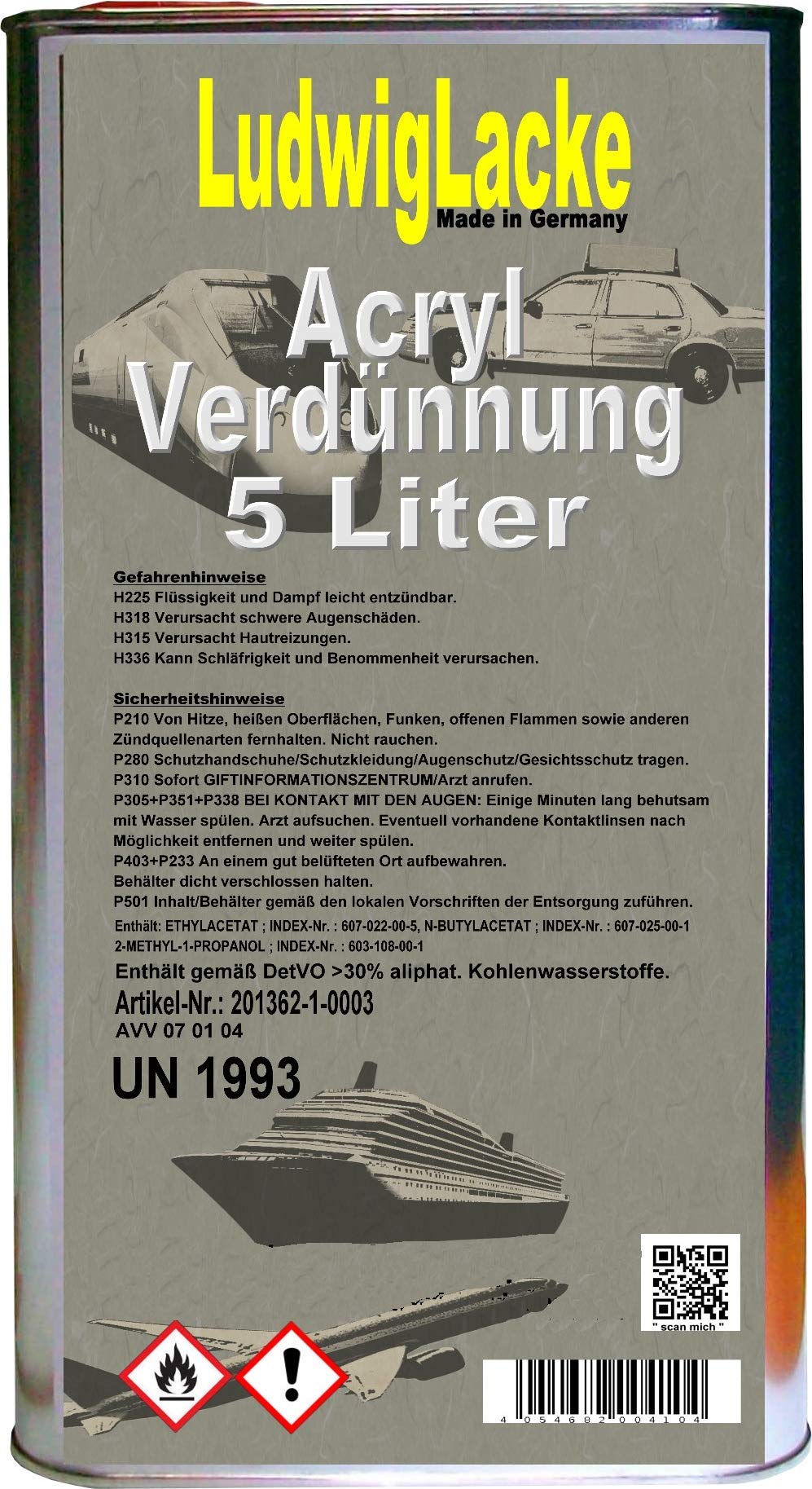 Acryl Verdünnung 5 Liter normal für Autolack und RAL Lack Acryl Verdünnung 5 Liter normal für Autolack und RAL Lack von Ludwiglacke