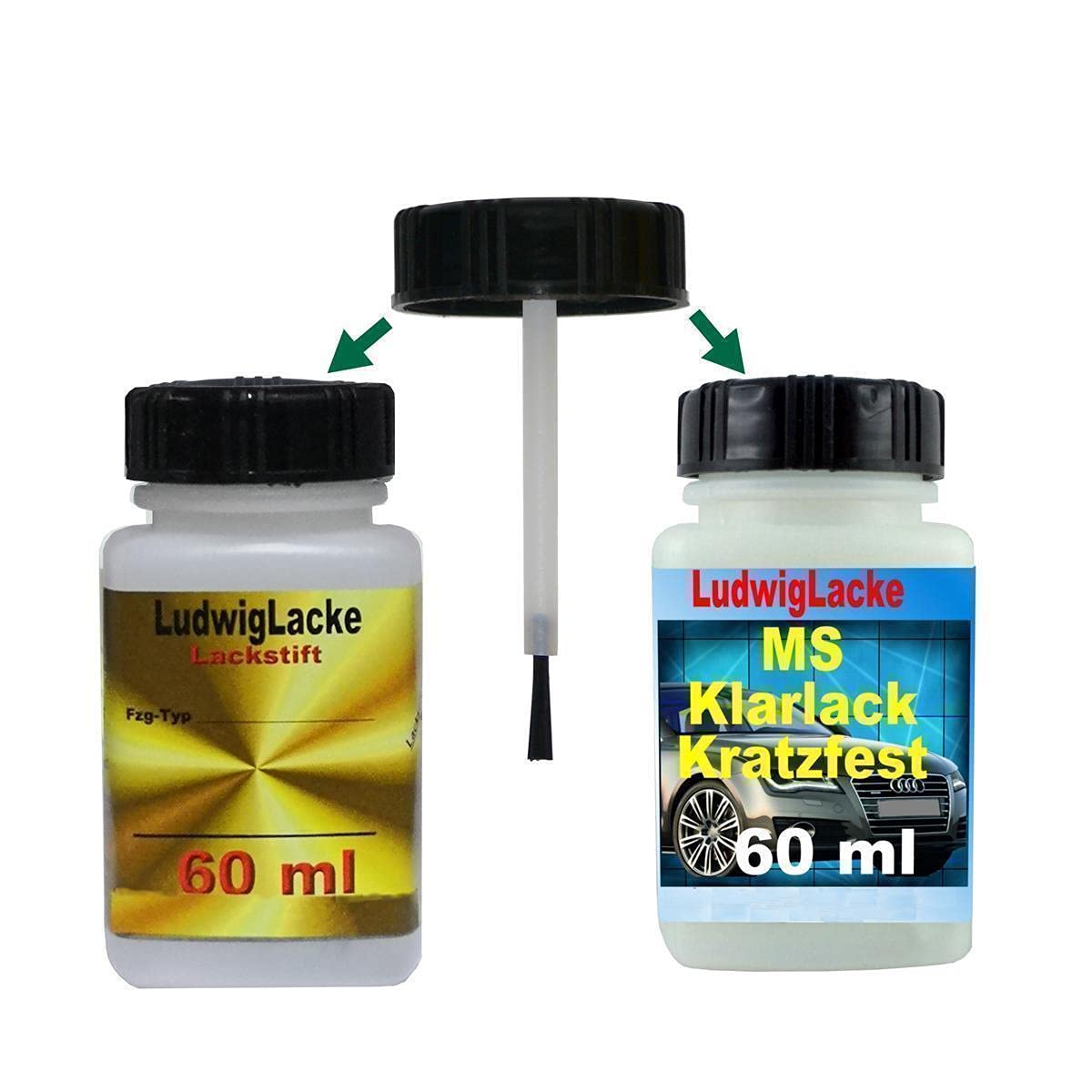 Azuritblau 366 Lackstift Set für Mercedes je 60ml Autolack & Klarlack von Ludwiglacke