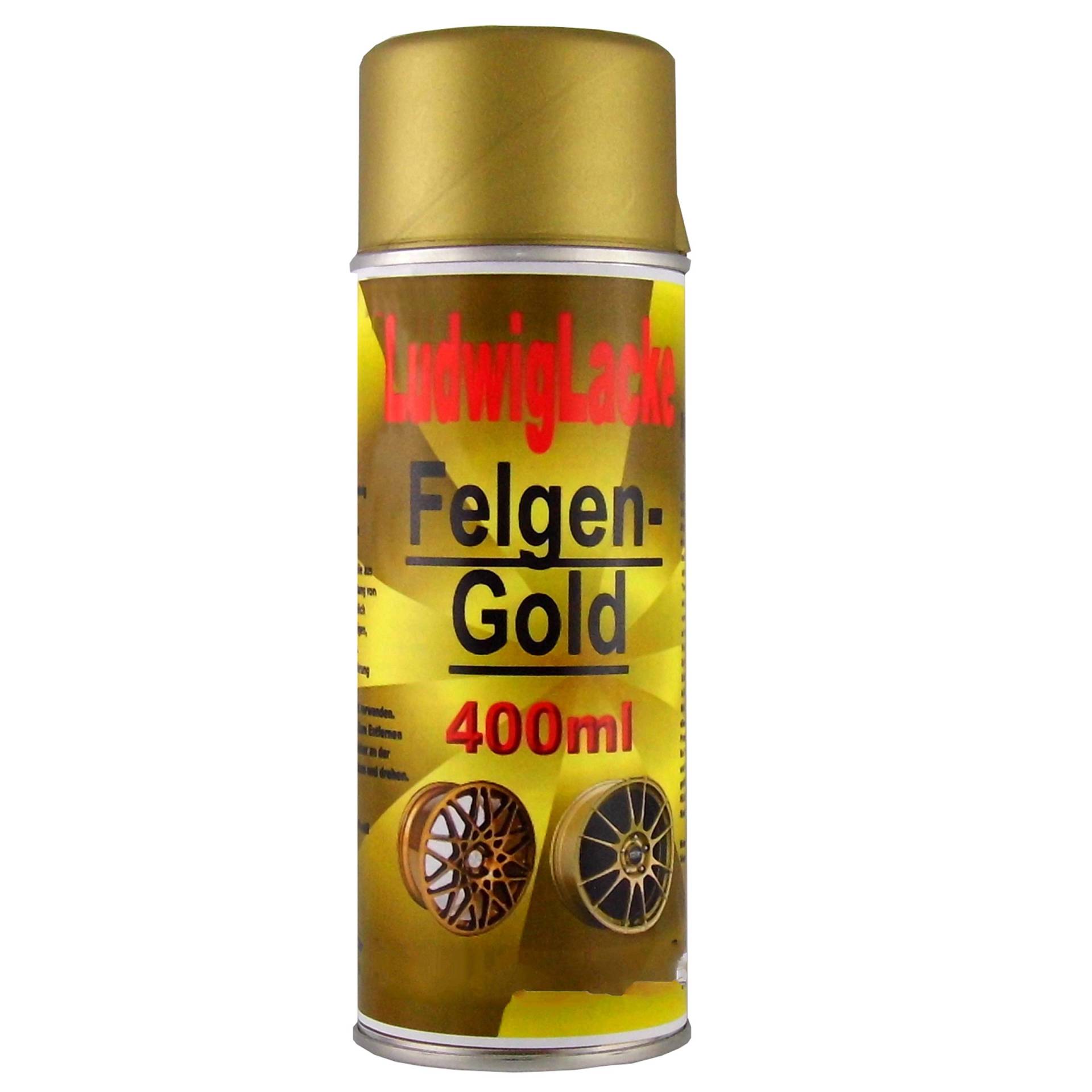 Felgengold 1 Spraydose 400ml Felgenlack für Autolack Lackierer + Haltegriff von Ludwiglacke