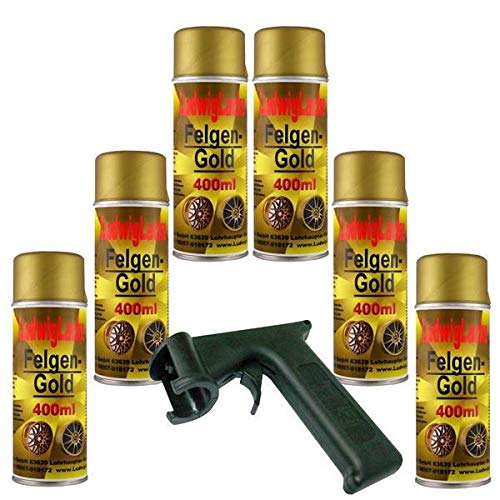 Felgengold 6 Spraydosen 400ml Felgenlack für Autolack Lackierer mit Haltegriff von Ludwiglacke