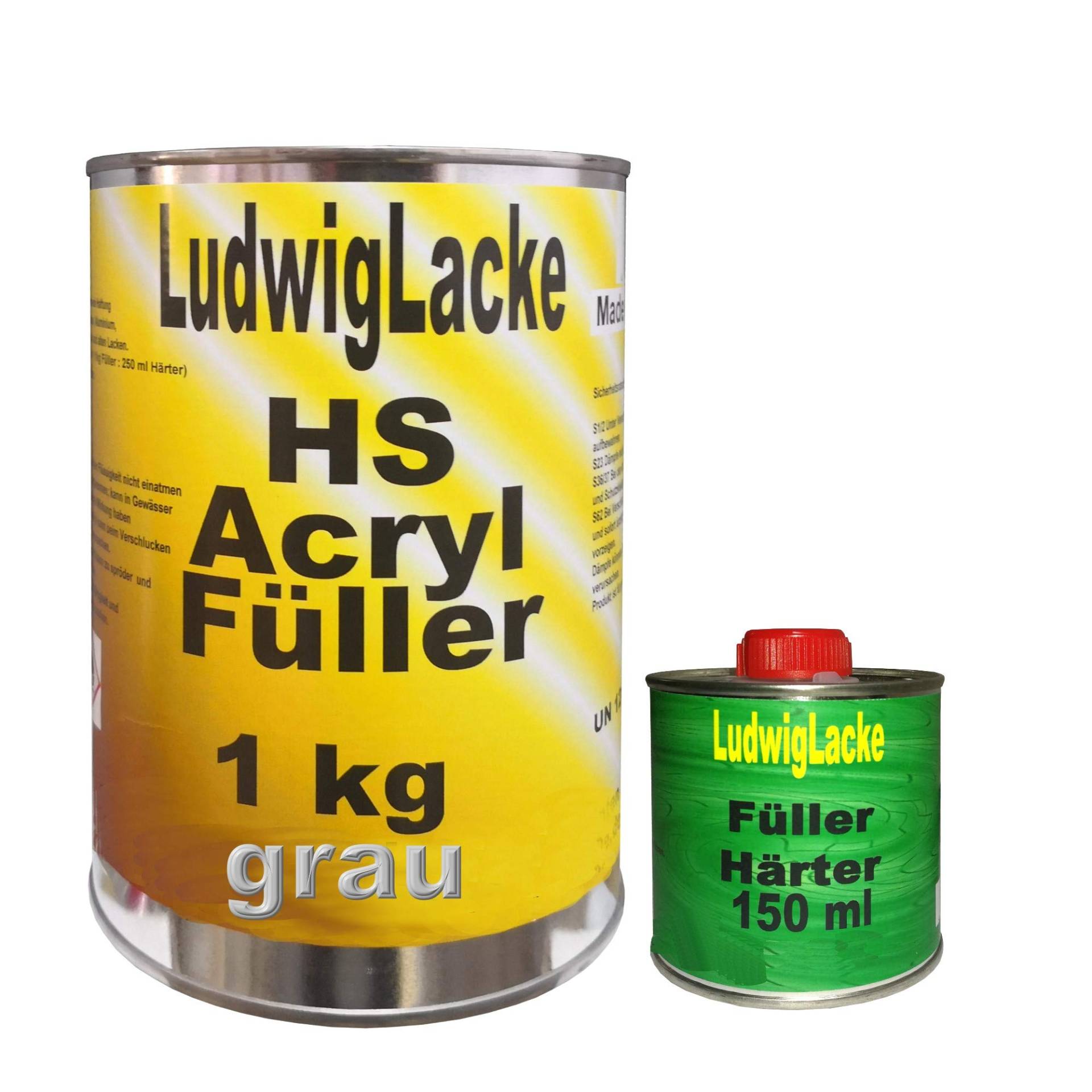 Ludwiglacke Acrylfüller 1,15 kg grau Grundierung für Autolack Lackierer von Ludwiglacke