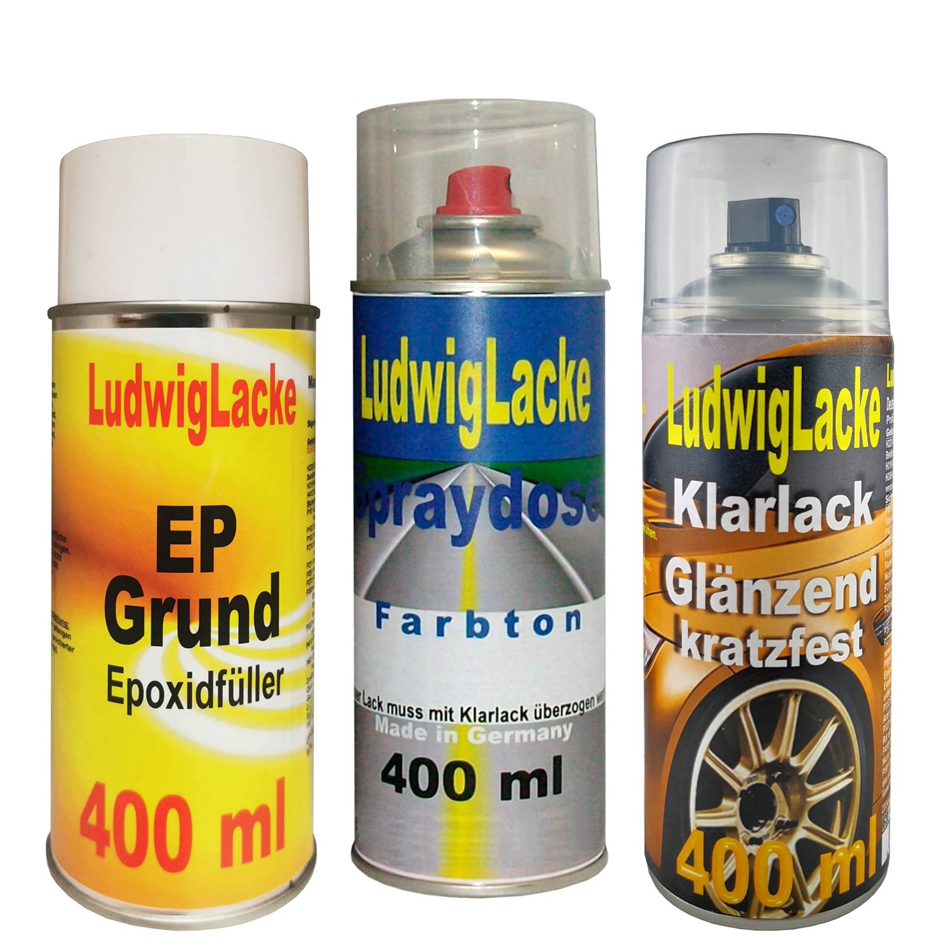 Ludwiglacke Grundierung Autolack Klarlack für Opel Starsilber II 147 je 400ml von Ludwiglacke