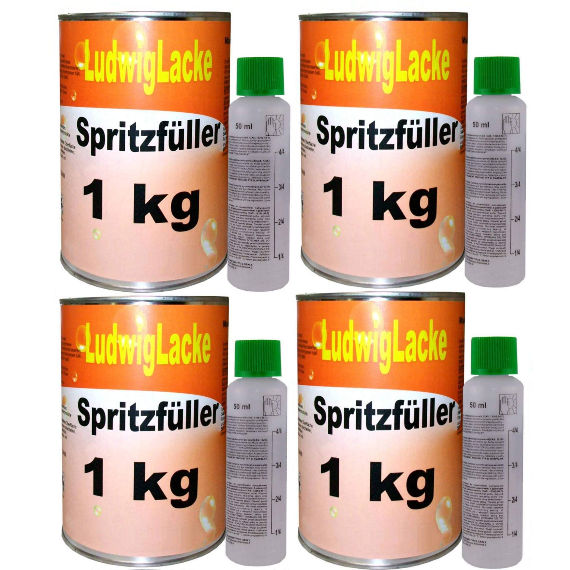 Spritzfüller 4 x1 kg Spritzspachtel Spachtelmasse für Lackierpistole von Ludwiglacke