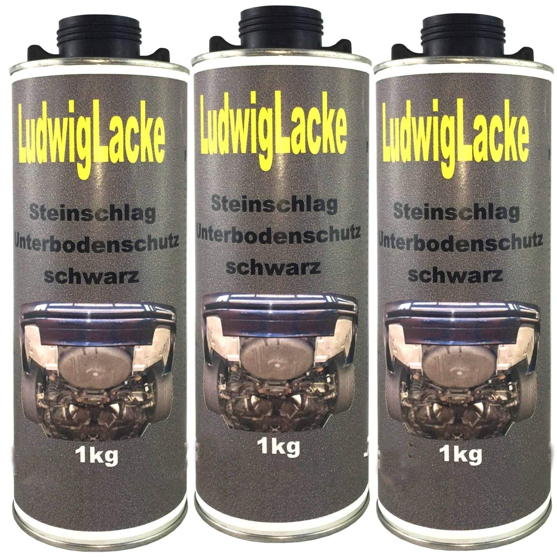 Steinschlagschutz 3 x 1Liter Unterbodenschutz Schwarz für Autolack von Ludwiglacke