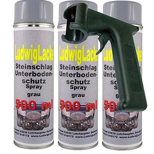 Steinschlagschutz UBS grau überlackierbar 3 x 500 ml Spraydose Plus Haltegriff von Ludwiglacke