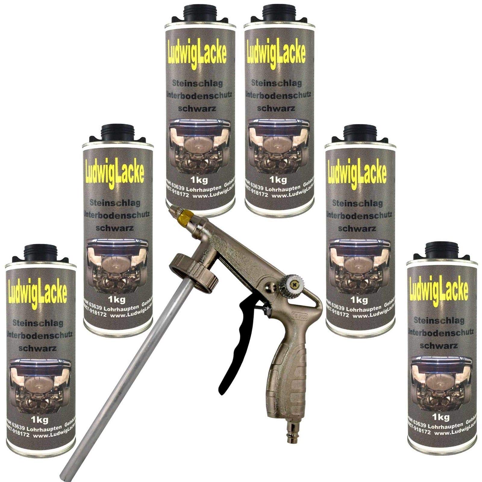 Steinschlagschutz Unterbodenschutz überlackierbar 6kg SCHWARZ & 1Spritzpistole Steinschlagschutz Unterbodenschutz überlackierbar 6kg SCHWARZ & 1Spritzpistole von Ludwiglacke