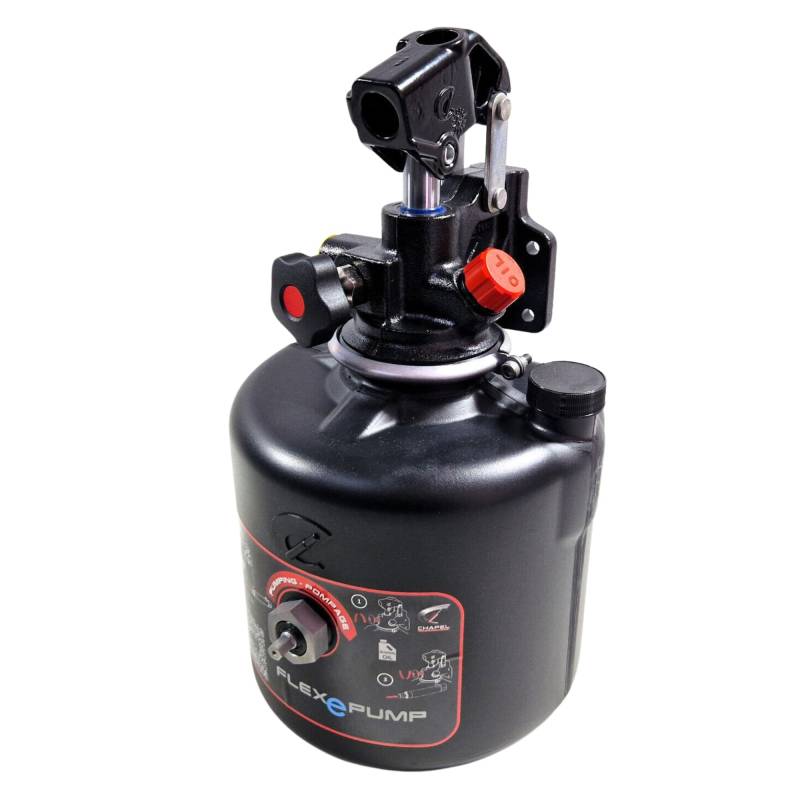 Lukona Chapel FLEXePUMP – Hydraulik-Pumpe mit Akkuschrauber oder Handbetrieb bedienbar | bis 180 bar | für Kipper Anhänger | 5,5 L Tankvolumen (Chapel FLEXePUMP) von Lukona