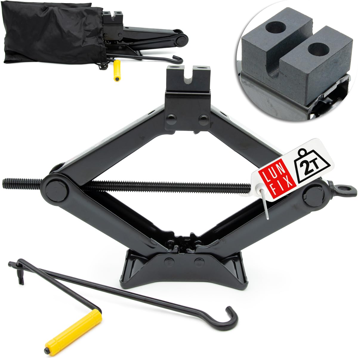 Scherenwagenheber 2 Tonnen Autoheber 395 mm Hubhöhe Wagenheber mit praktischer Tasche Scherenwagenheber 2 Tonnen Autoheber 395 mm Hubhöhe Wagenheber mit praktischer Tasche von Lun Fix