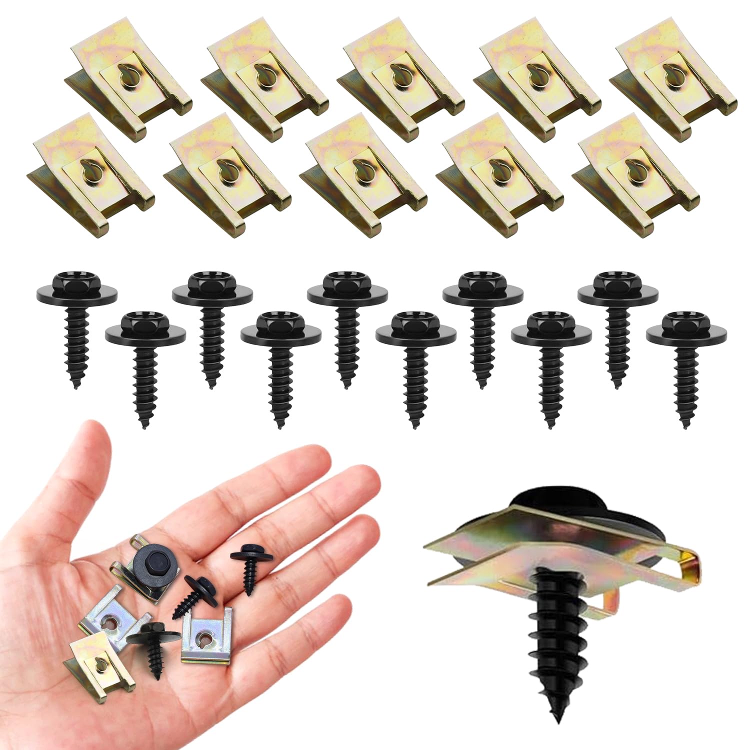 20 Stück Blechmutter Schraube Mutter Clip Kit, Blechschrauben und U Typ Karosserieschrauben Set für Unterbodenschutz auto, Blechmuttern Sortiment für Radkastenabdeckung Kotflügel Platte 20 Stück Blechmutter Schraube Mutter Clip Kit, Blechschrauben und U Typ Karosserieschrauben Set für Unterbodenschutz auto, Blechmuttern Sortiment für Radkastenabdeckung Kotflügel Platte von Luniquz