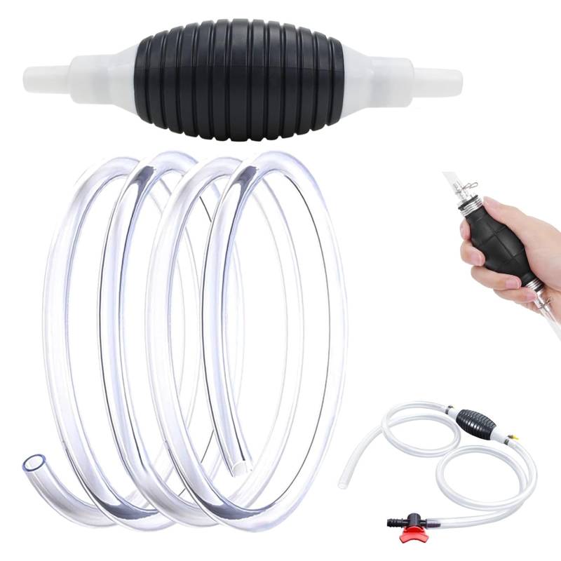 Handpumpe Umfüllpumpe Benzinpumpe 1M Verdicken Absaugpumpe Kraftstoffpumpe Benzin Auto für Kraftstoffe Notpumpe Benzin Diesel Wasser Benzinschlauch Öl Absaugpumpe von Lunpog