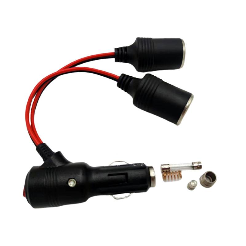 Zigarettenanzünder Stecker, Zigarettenanzünder Verlängerung, mit Ein/Aus Schalter und 15A Sicherung, KFZ Stecker mit Steckdose, Doppelsteckdose Adapter für Auto, Motorrad (12V 24V 100cm 14AWG) von Lunpog