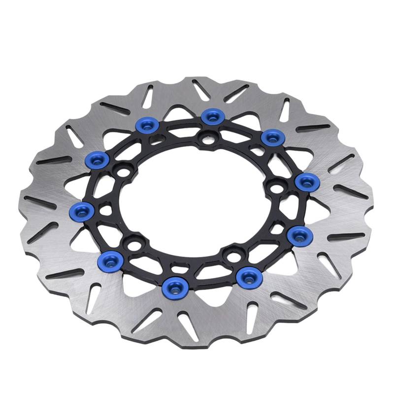 Motorradbremsscheibenscheiben-Bremssattel-Adapter-Kit 267 Mm Edelstahl CNC Aluminiumlegierungsbremsscheiben-Rotor-Set mit Geschlitzten Aus Design für NMAX125 NMAX155 Aerox155 (BLUE) von Luocute