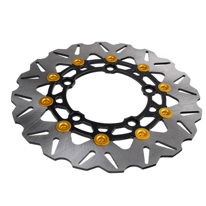 Motorradbremsscheibenscheiben-Bremssattel-Adapter-Kit 267 Mm Edelstahl CNC Aluminiumlegierungsbremsscheiben-Rotor-Set mit Geschlitzten Aus Design für NMAX125 NMAX155 Aerox155 (GOLD) von Luocute