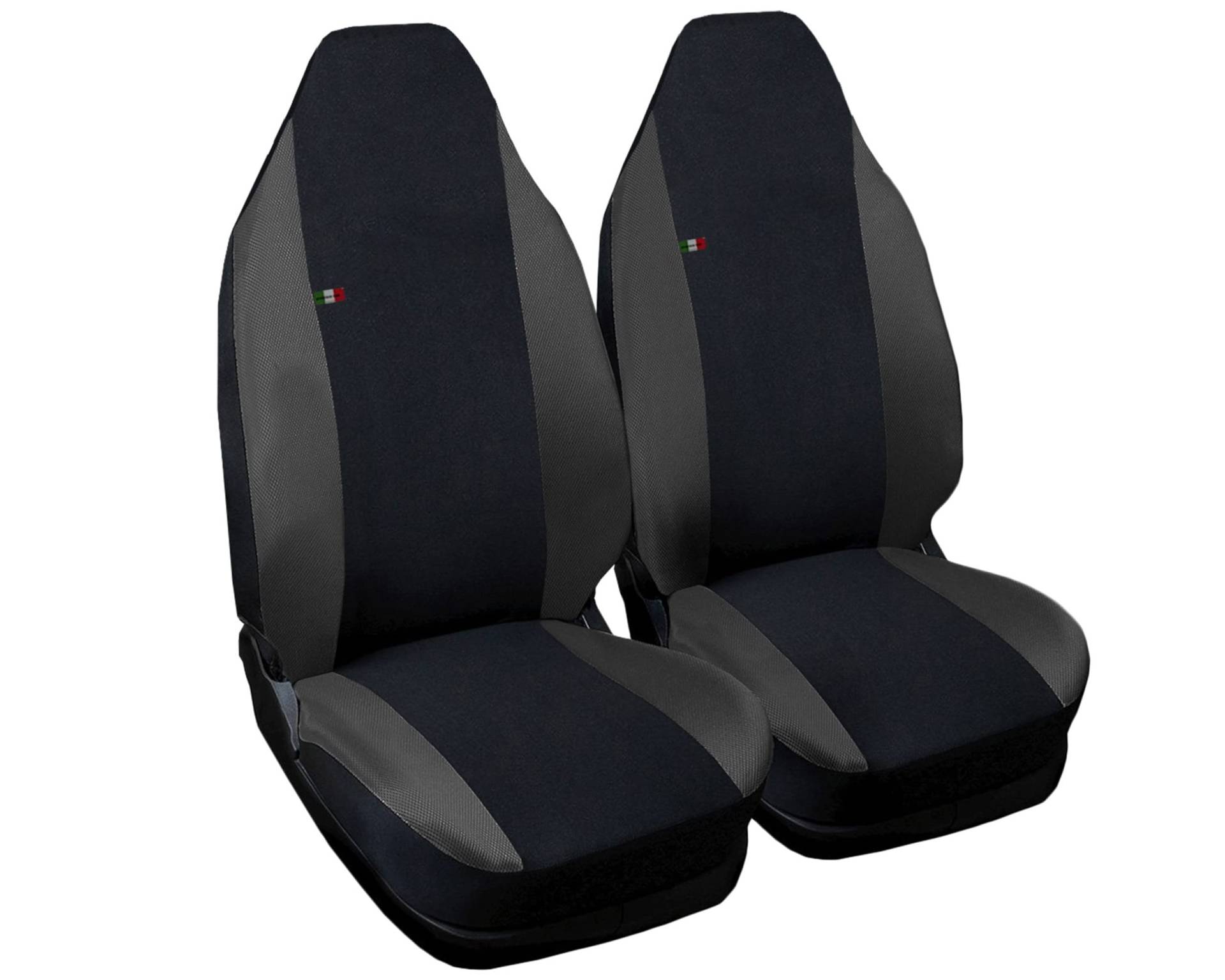 Lupex Shop Autositzbezüge kompatibel Smart Prima Serie Schwarz Dunkelgrau | W450 | Paar Sitzbezüge vorne | gesticktes Logo | Zubehör für den Innenbereich von Lupex Shop
