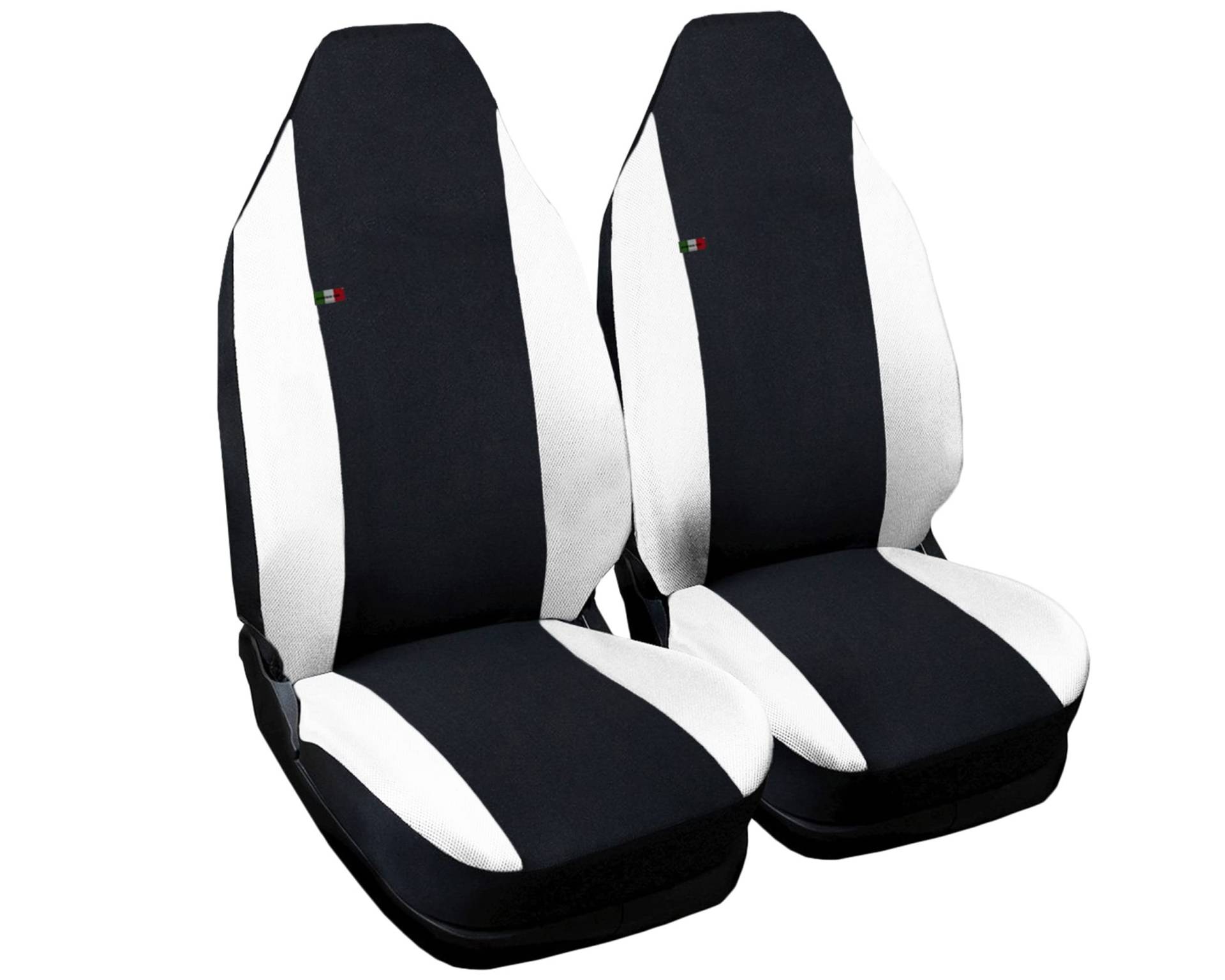 Lupex Shop Autositzbezüge kompatibel Smart Prima Serie Schwarz Weiß W450 Paar Sitzbezüge vorne gesticktes Logo Zubehör für Innenraum w450 - Prima Serie von Lupex Shop