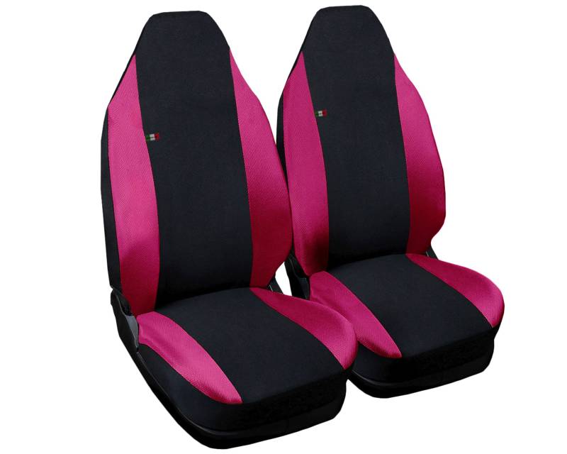 Lupex Shop Sitzbezüge für Autos, kompatibel mit Smart 2, Schwarz, Fuchsia, Linie für Damen, W451, Paar Vordersitzbezüge, Auto-Zubehör für Innenraum von Lupex Shop