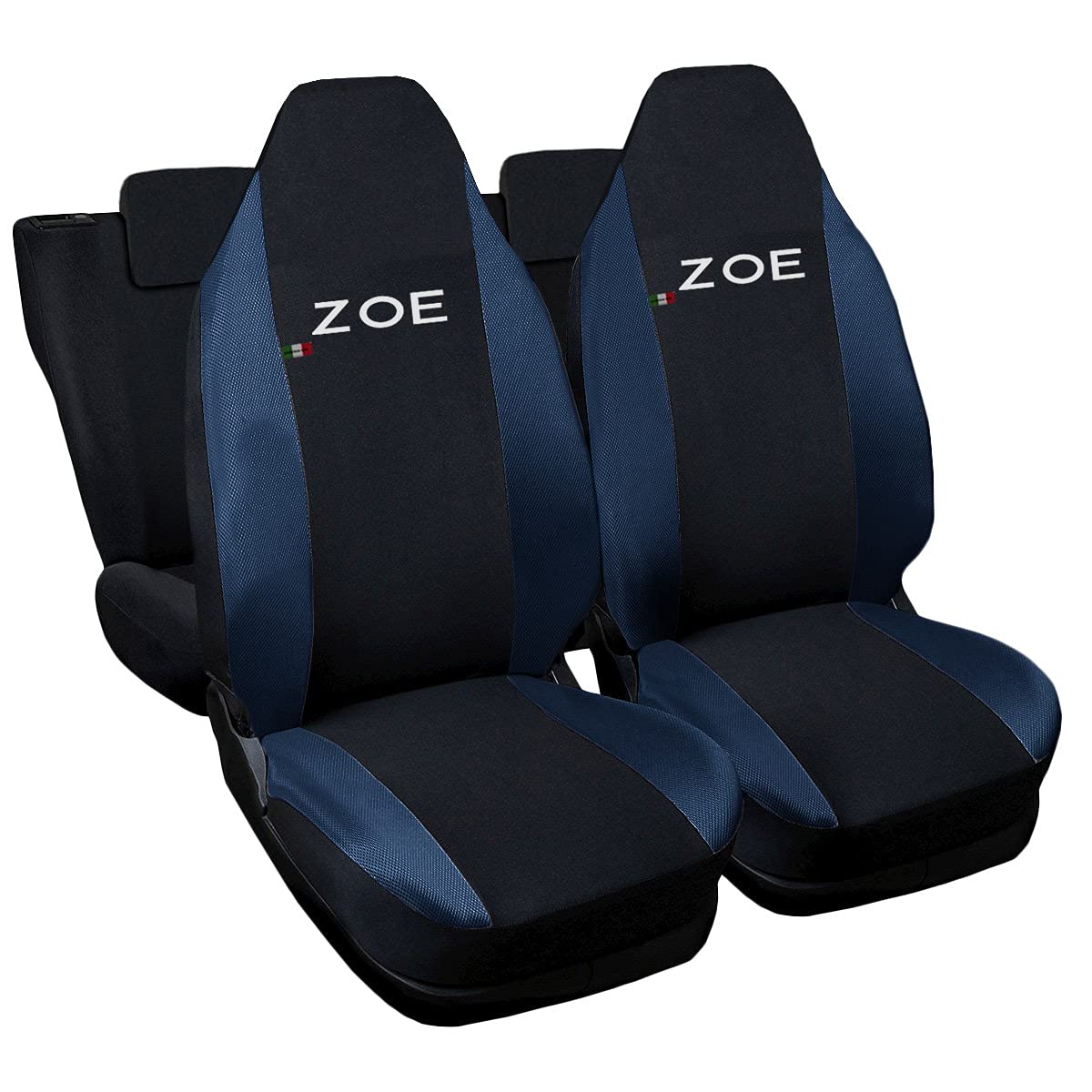 Lupex Shop Autositzbezüge kompatibel mit ZOE, Made in Italy, Polyestergewebe, komplettes Set für Vorder- und Rücksitze (Schwarz - Dunkelblau) Lupex Shop Autositzbezüge kompatibel mit ZOE, Made in Italy, Polyestergewebe, komplettes Set für Vorder- und Rücksitze (Schwarz - Dunkelblau) von Lupex Shop
