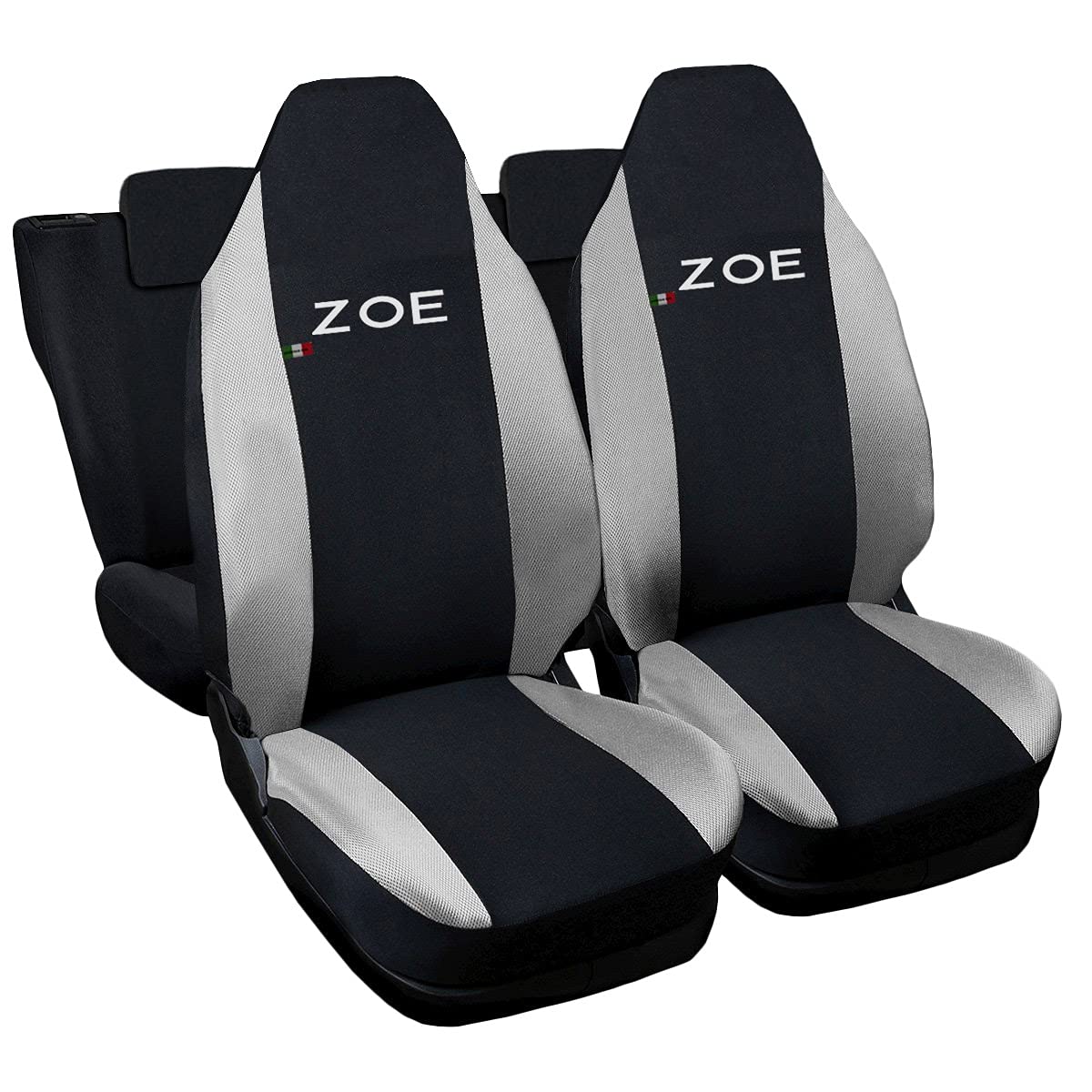 Lupex Shop Autositzbezüge kompatibel mit ZOE, Made in Italy, Polyestergewebe, komplettes Set für Vorder- und Rücksitze (Schwarz - Hellgrau) von Lupex Shop