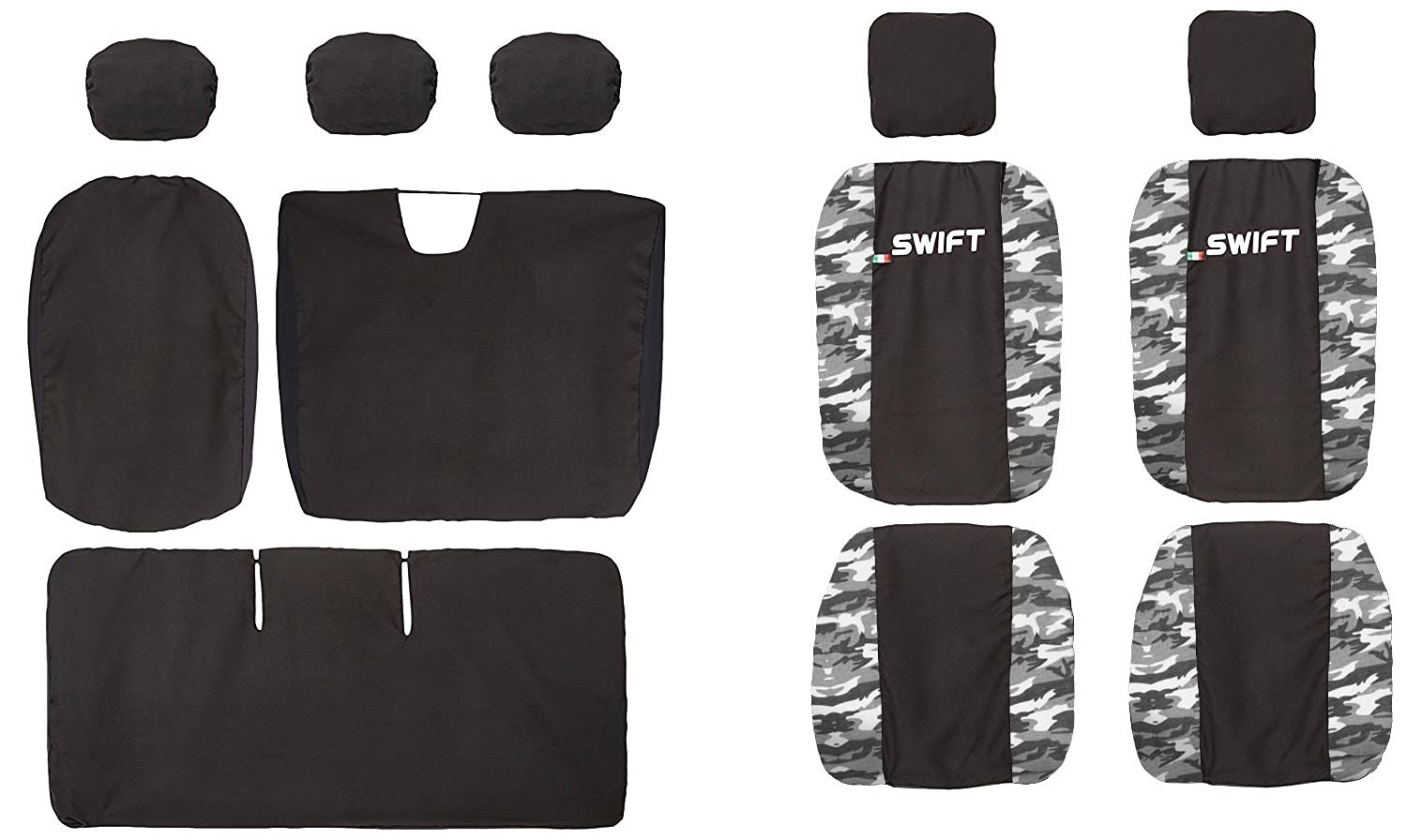 Lupex Shop Autositzbezüge kompatibel mit Swift, Made in Italy, Polyestergewebe, kompletter Satz Vorder- und Rücksitze (Schwarz - Camouflage Grau) von Lupex Shop