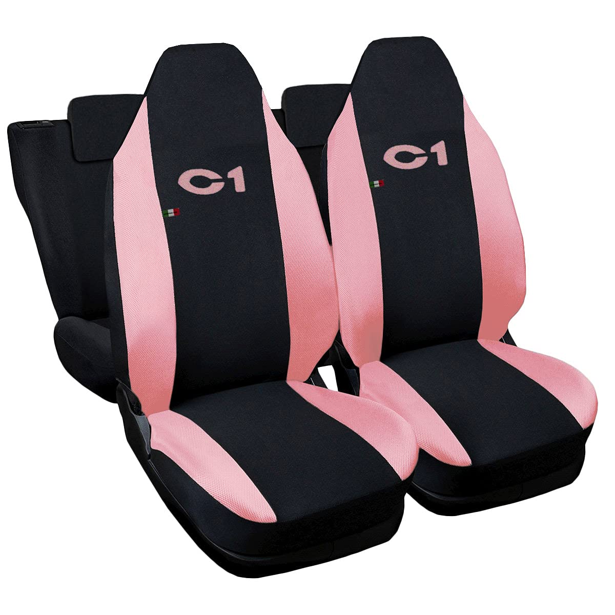 Lupex Shop Citroen C1 zweifarbige Sitzüberzüge (schwarz - rosa) Frau Zusammenstellung von Lupex Shop