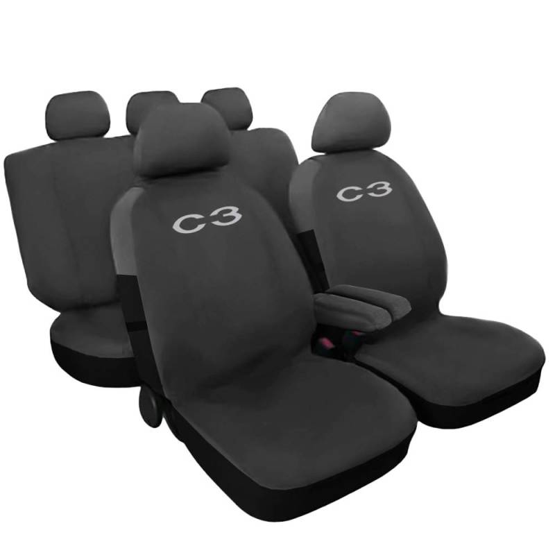 Citroen C3 einfarbige Sitzbezüge - grau von Lupex Shop