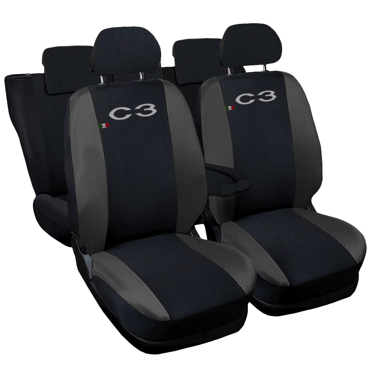 Lupex Shop Citroen C3 zweifarbige Sitzbezüge - schwarz dunkel grau von Lupex Shop