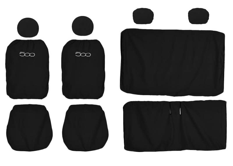 Lupex Shop FIAT 500 einfarbige Sitzbezüge, Schwarz von Lupex Shop