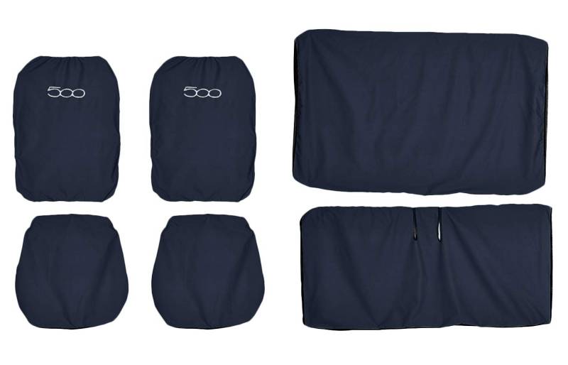 Lupex Shop Autositzbezüge kompatibel mit 500 Cinquecento, dunkelblau, Made in Italy, Polyestergewebe, komplettes Set vorne und hinten von Lupex Shop