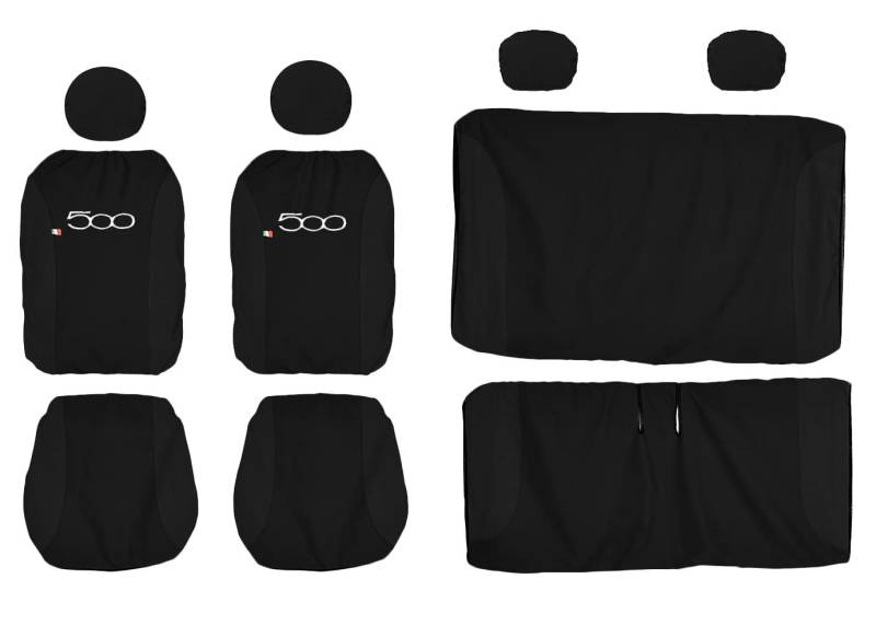Lupex Shop FIAT 500 zweifarbige sitzbezüge - schwarz schwarz von Lupex Shop