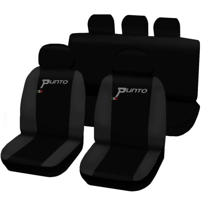 Lupex Shop FIAT Grande Punto 3 Türen zweifarbige Sitzbezüge - schwarz dunkelgrau von Lupex Shop
