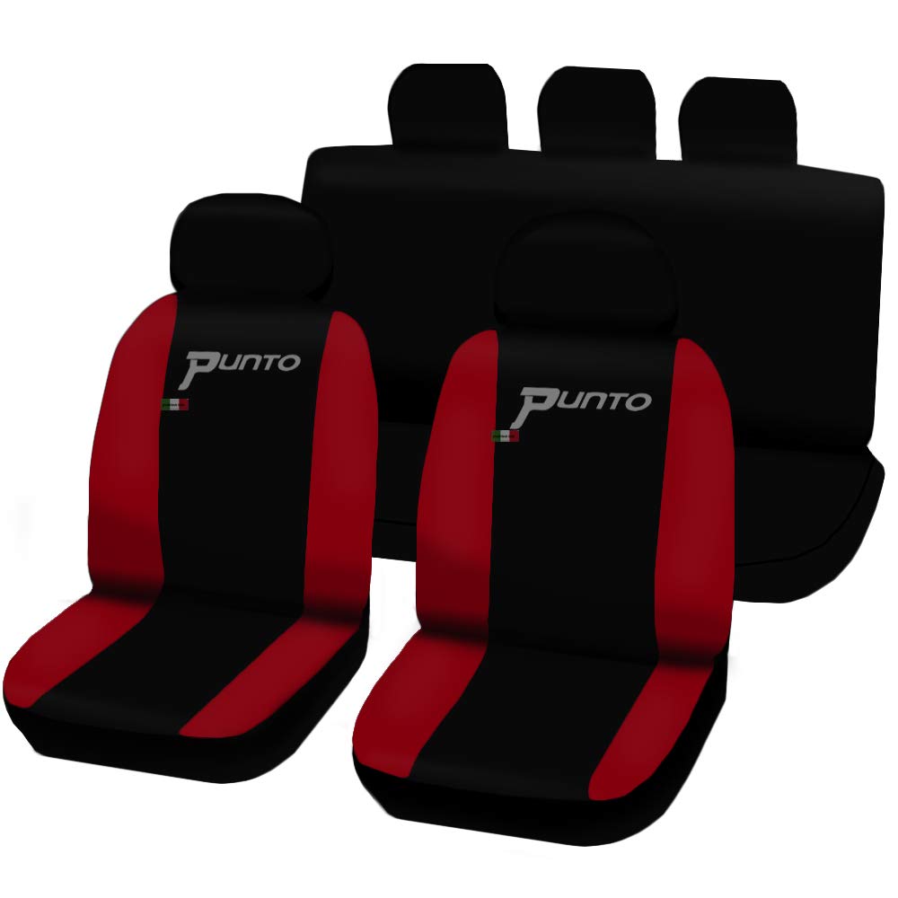 Lupex Shop FIAT Grande Punto 3 Türen zweifarbige Sitzbezüge - schwarz rot von Lupex Shop