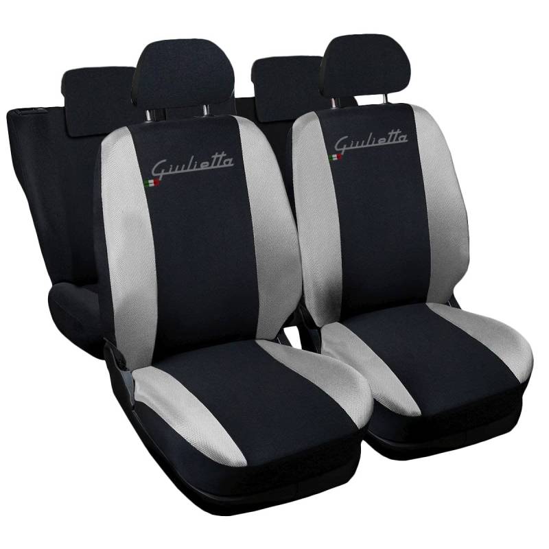 Lupex Shop Autositzbezüge kompatibel mit Giulietta, Made in Italy, Polyestergewebe, kompletter Satz Vorder- und Rücksitze (Schwarz - Hellgrau) von Lupex Shop