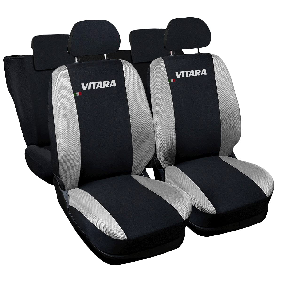 Lupex Shop Autositzbezüge kompatibel mit Vitara, Made in Italy, Polyestergewebe, kompletter Satz Vorder- und Rücksitze (Schwarz - Hellgrau) von Lupex Shop