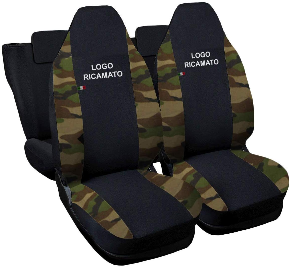 Lupex Shop Sitzbezüge für Autos, zweifarbig, Schwarz / Camouflage / Grün von Lupex Shop