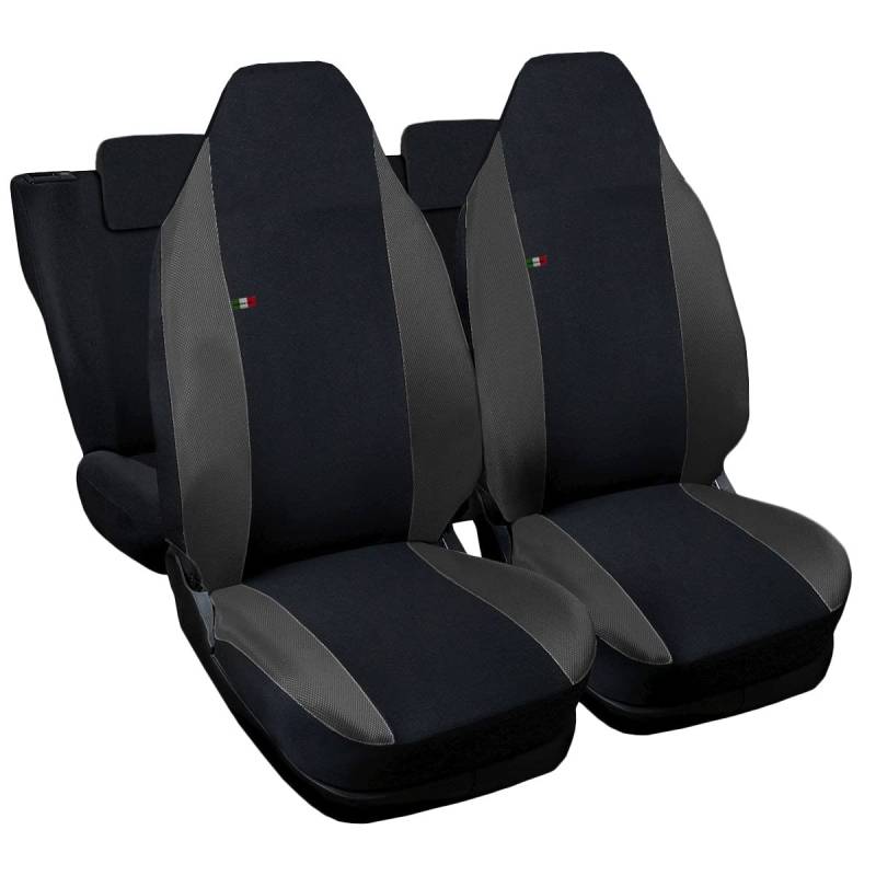 Lupex Shop Autositzbezüge kompatibel mit Smart ForFour, Made in Italy, Polyestergewebe, kompletter Satz Vorder- und Rücksitze (Schwarz - Dunkelgrau) von Lupex Shop