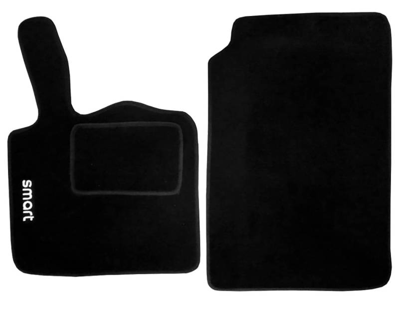 Lupex Shop TPMis_Smart_2s Auto-Fußmatten aus Teppich, kompatibel mit Smart 2a Serie W451 (Baujahr 2007 bis 2015), Fußmatten-Set vorne und hinten, mit Klettverschluss, Zubehör innen von Lupex Shop