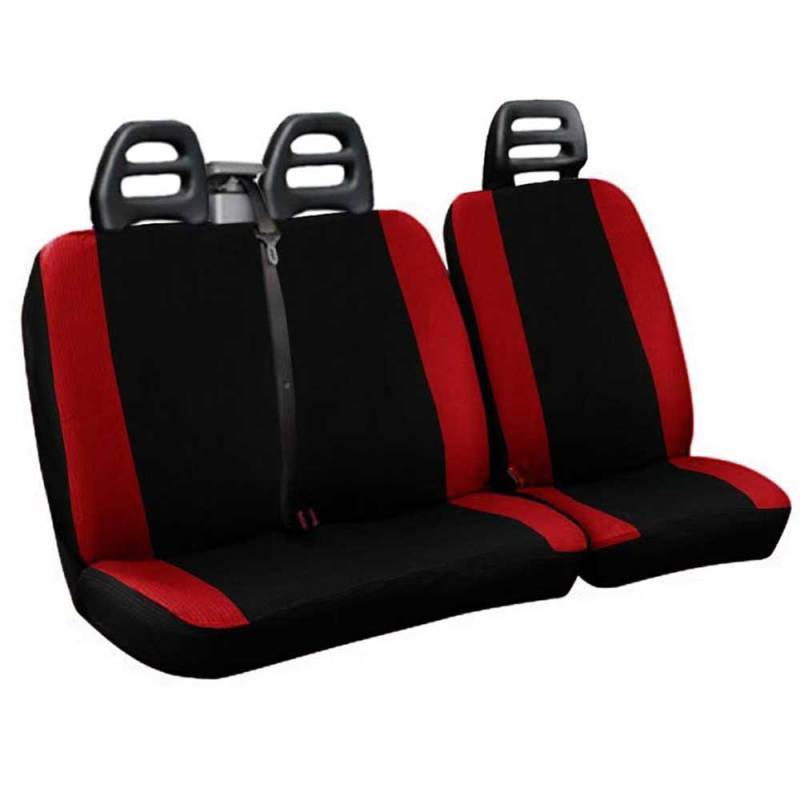 Lupex Shop Transporter C.A N.R Sitzbezüge für Transporter 3 Sitzer, Baumwolle, zweifarbig schwarz/rot, Gürtel Hohe von Lupex Shop