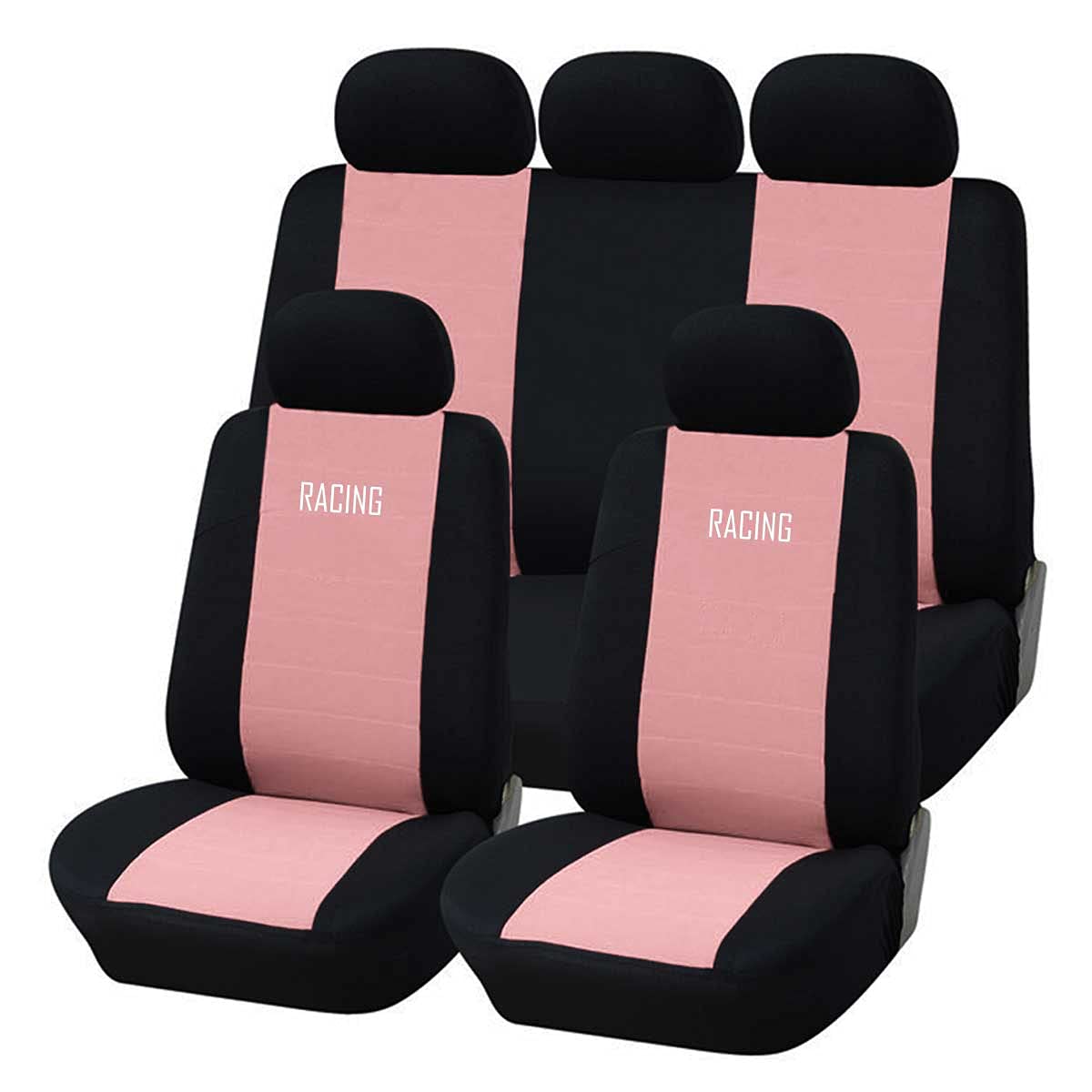 Lupex Shop a19M_Rosa Universal Autositzbezüge A19M | Rosa Schwarz | Universal Sitzbezug Set für vorne und hinten | Airbag-kompatibel | Autozubehör Innenraum von Lupex Shop