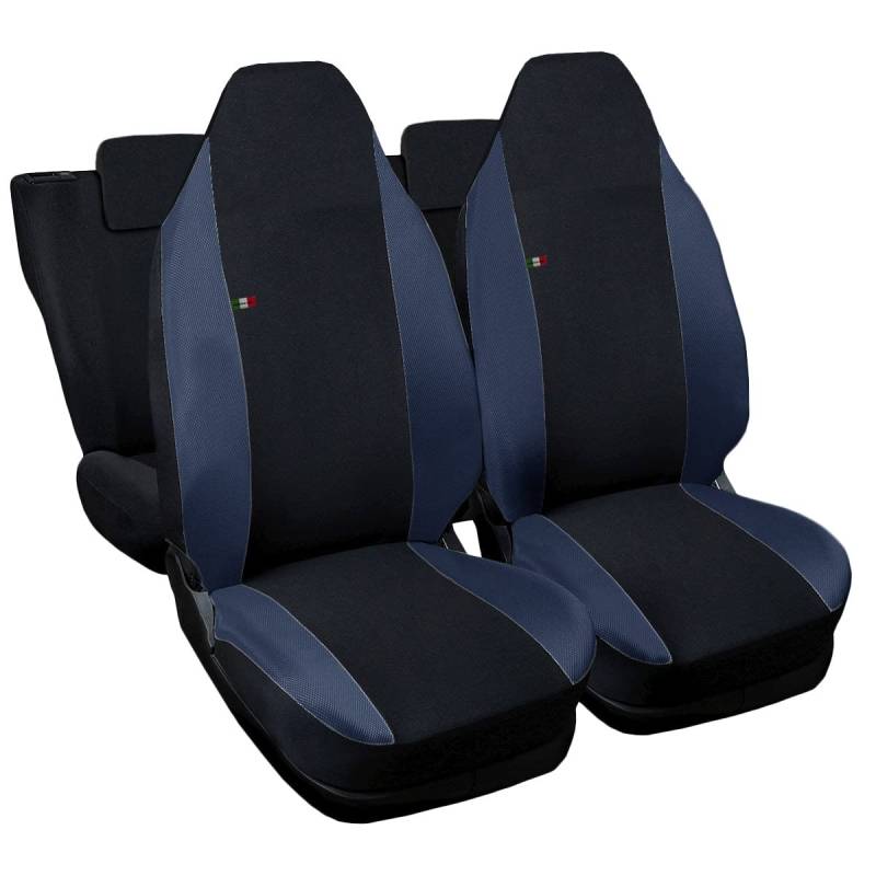 Lupex Shop Autositzbezüge kompatibel mit Smart ForFour, Made in Italy, Polyestergewebe, kompletter Satz Vorder- und Rücksitze (Schwarz - Dunkelblau) von Lupex Shop