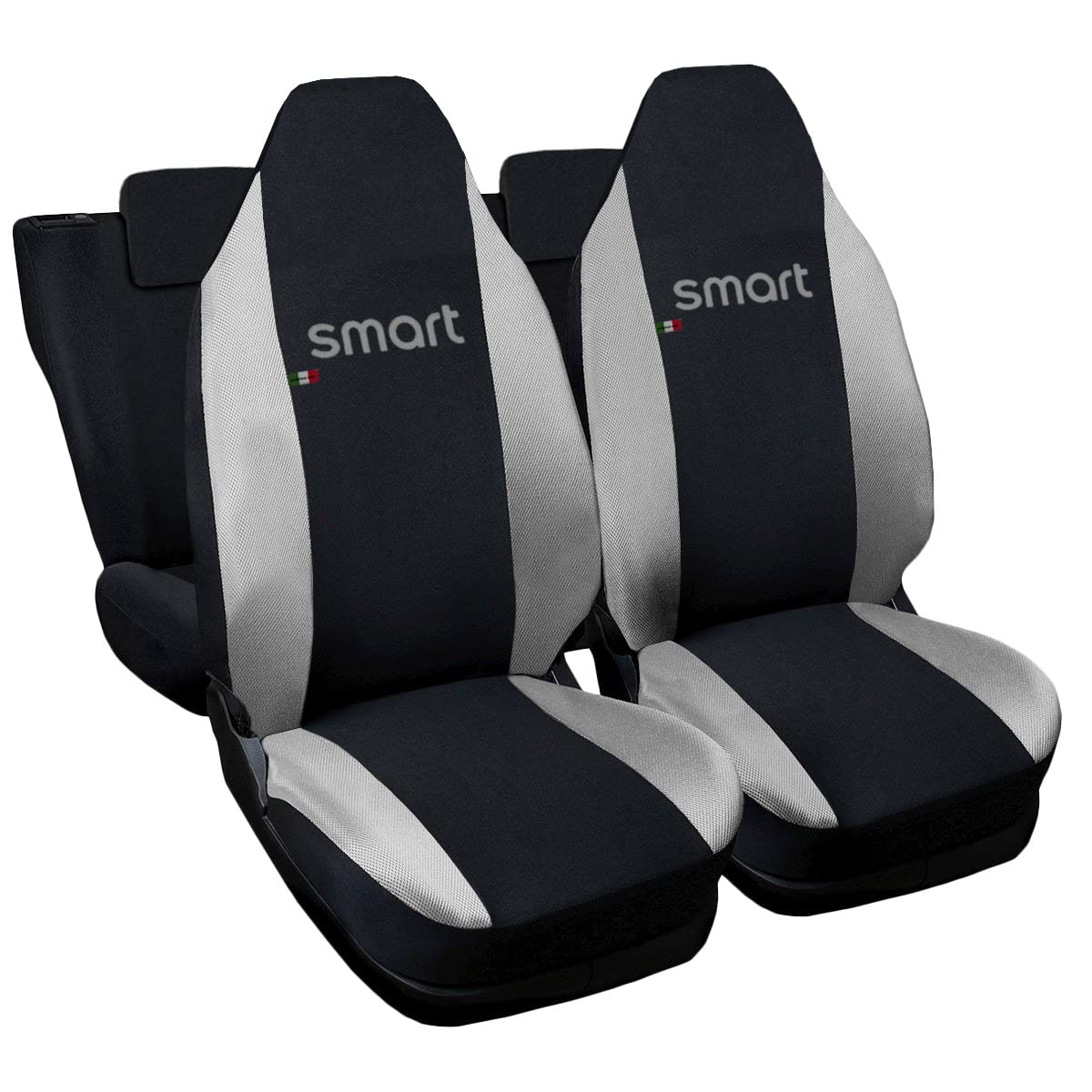 Lupex Shop Autositzbezüge kompatibel mit Smart ForFour, Made in Italy, Polyestergewebe, kompletter Satz Vorder- und Rücksitze (Schwarz - Hellgrau) von Lupex Shop