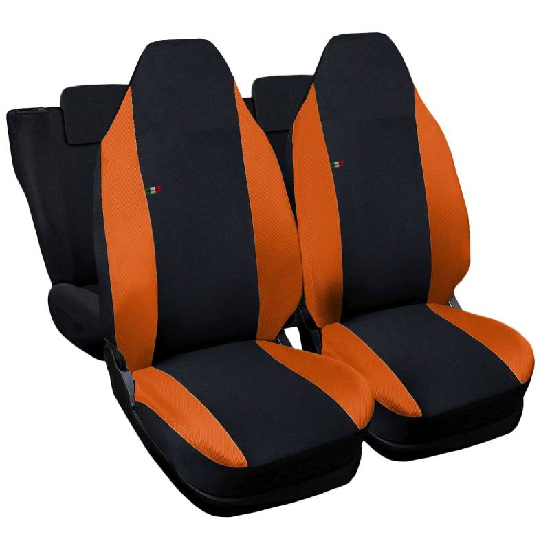 Lupex Shop Autositzbezüge kompatibel mit Smart ForFour, Made in Italy, Polyestergewebe, kompletter Satz Vorder- und Rücksitze (Schwarz - Orange) von Lupex Shop