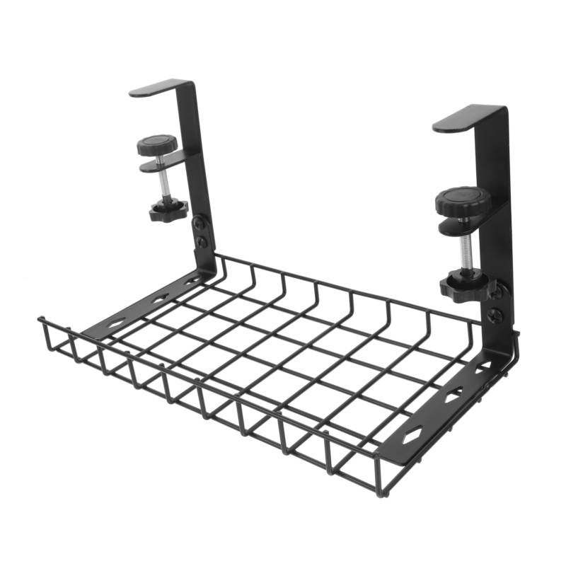 Lurrose Kabelmanagement-Rack Kabelführungsfach unter dem Schreibtisch Unter Schreibtischregal Desktop-Kabelmanager Unter dem Schreibtischkabelfach Eisen Black von Lurrose