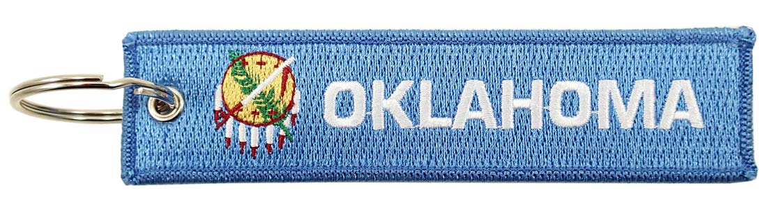 Luso Aviation Oklahoma Staatsflagge Schlüsselanhänger, 100% bestickt, Blau, Einheitsgröße von Luso Aviation