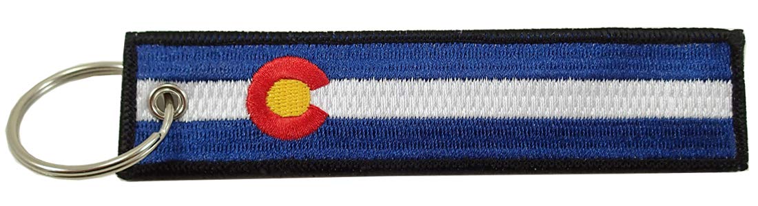 Luso Aviation Schlüsselanhänger mit Colorado-Flagge, 100% bestickt, Blau, Einheitsgröße von Luso Aviation